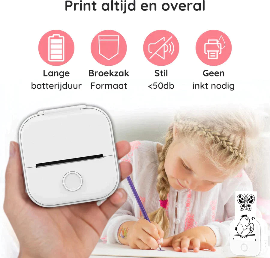 50% RABAT | Mini Printer™ + gratis printpapir - Printeren, der aldrig behøver blæk!